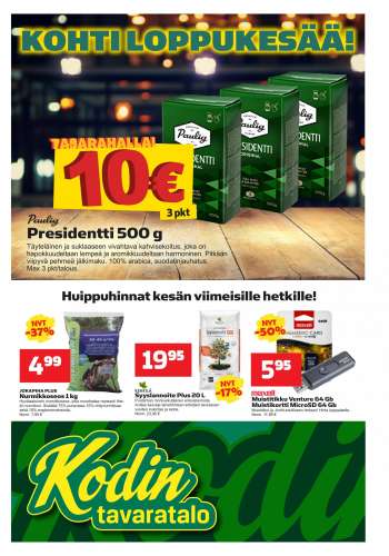 Kodintavaratalo tarjoukset  - 09.08.2021 - 18.08.2021.