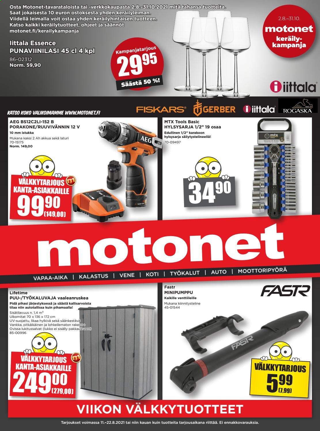 thumbnail - Motonet tarjoukset  - 11.08.2021 - 22.08.2021 - Tarjoustuotteet - Fiskars, hylsysarja. Sivu 1.