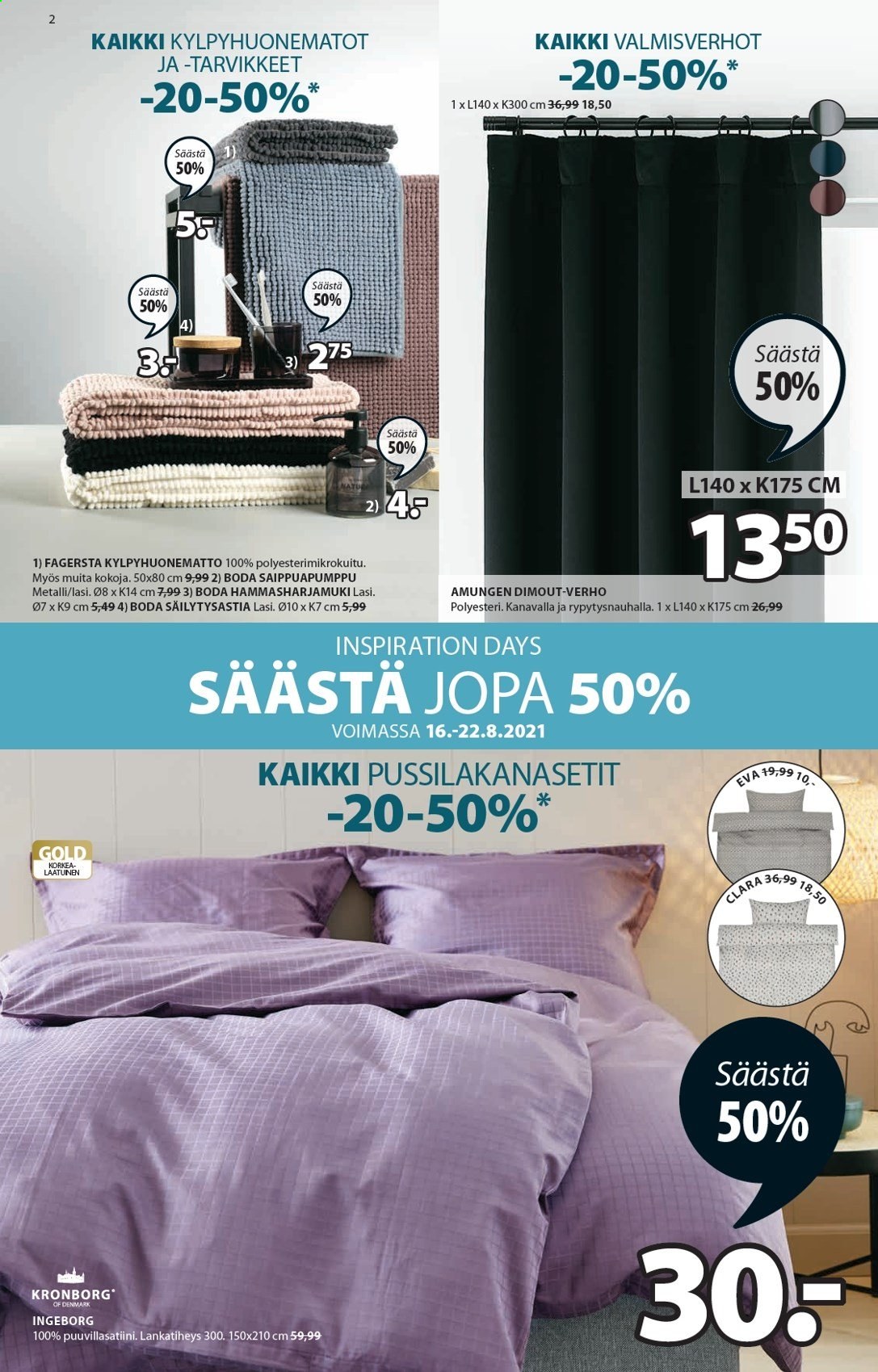 JYSK tarjoukset - 16.08.2021 - 22.08.2021. Sivu 2