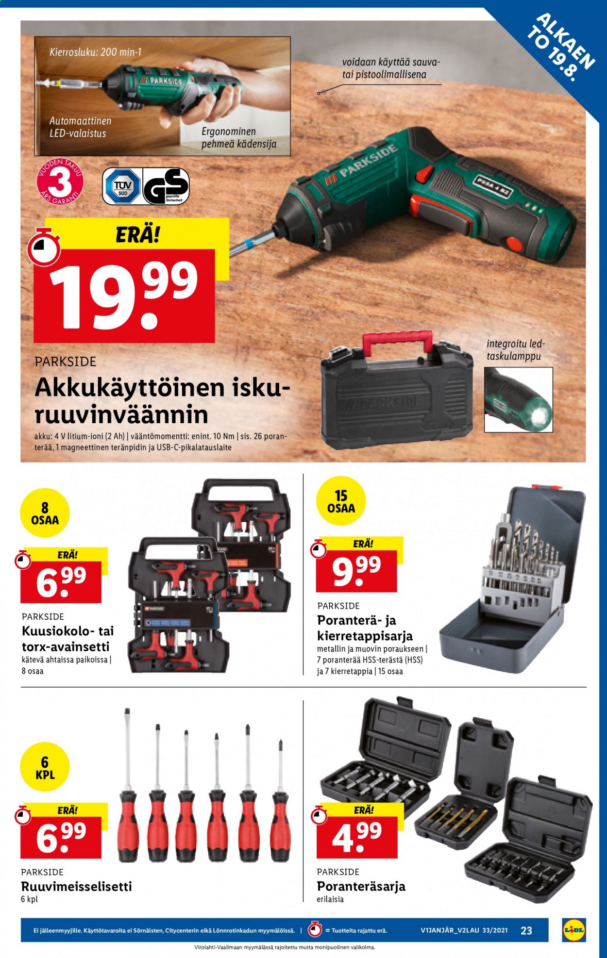 Lidl tarjoukset - 19.08.2021 - 25.08.2021. Sivu 23