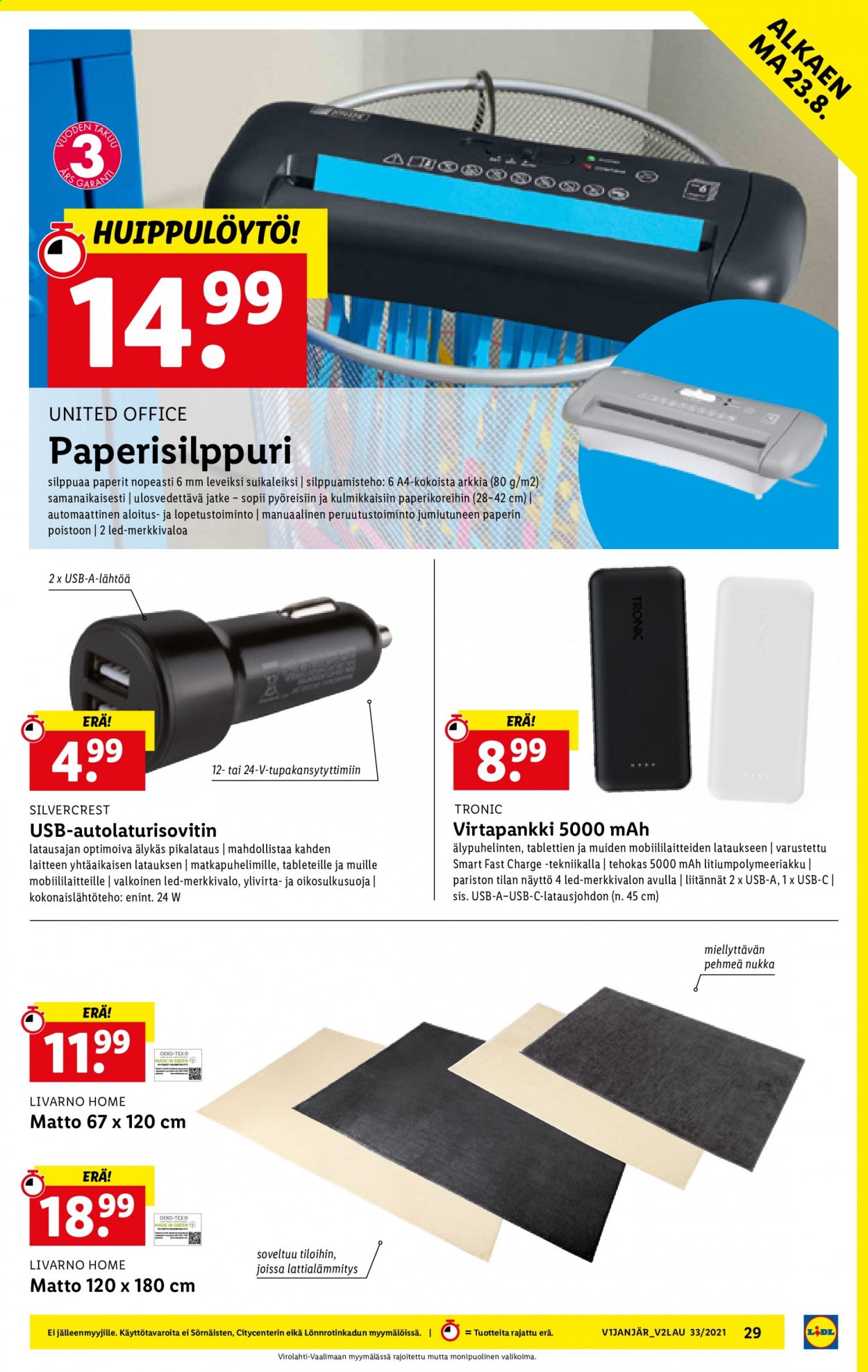Lidl tarjoukset - 19.08.2021 - 25.08.2021. Sivu 29