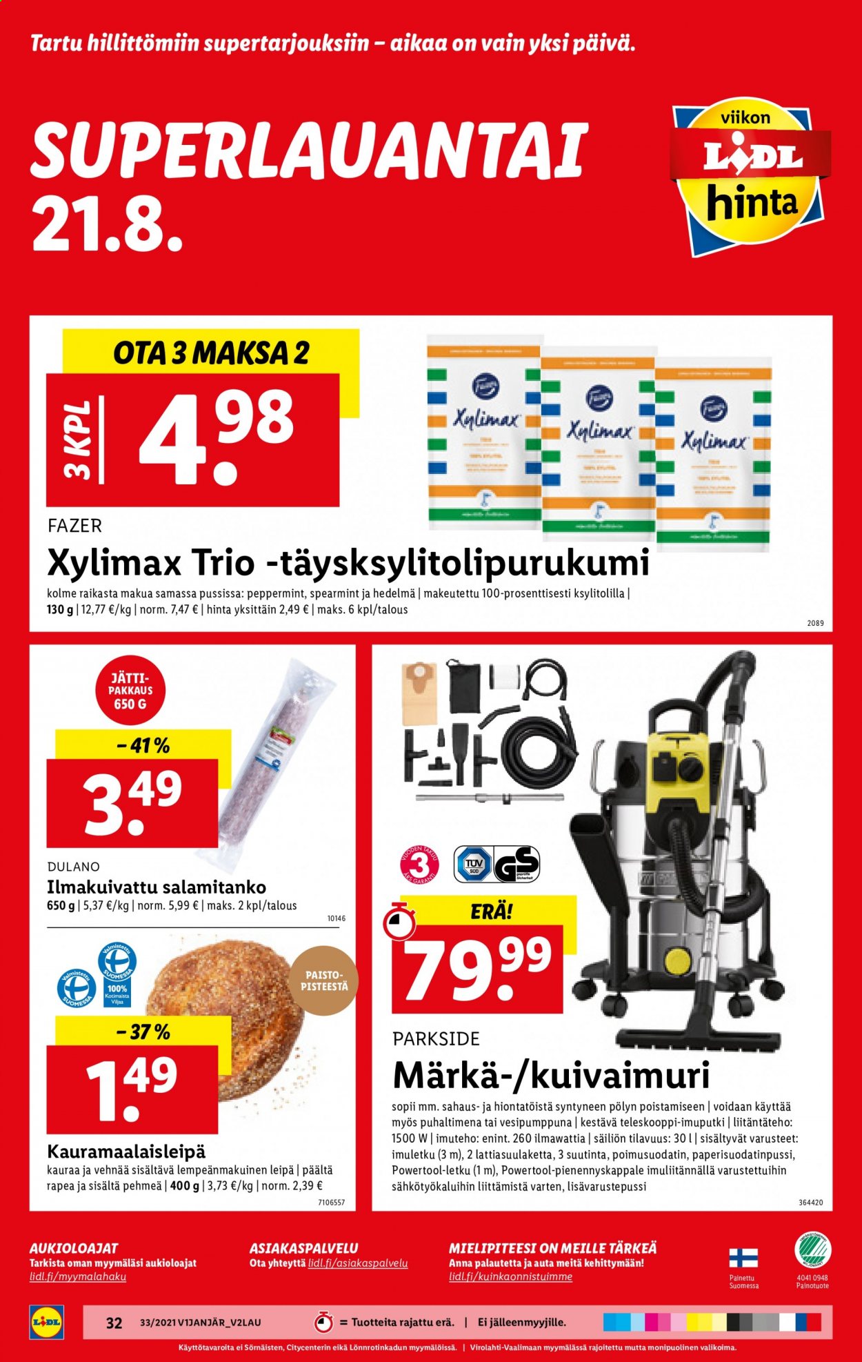 Lidl tarjoukset - 19.08.2021 - 25.08.2021. Sivu 32
