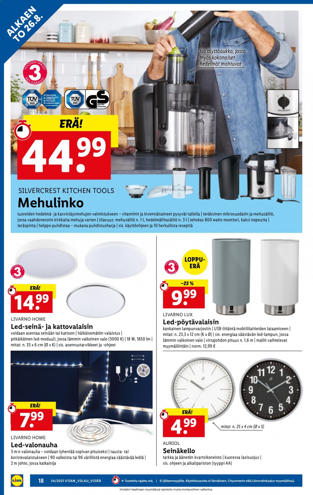 Lidl tarjoukset - 26.08.2021 - 01.09.2021. Sivu 18
