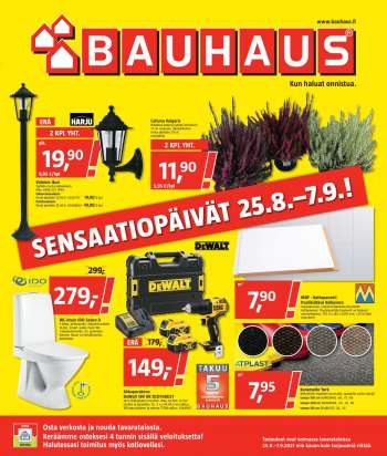 Bauhaus tarjoukset  - 25.08.2021 - 07.09.2021.