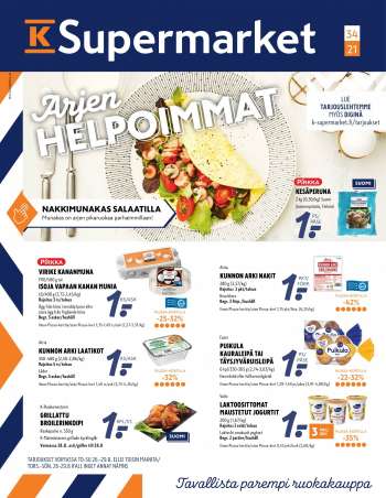 K-Supermarket tarjoukset  - 26.08.2021 - 29.08.2021.
