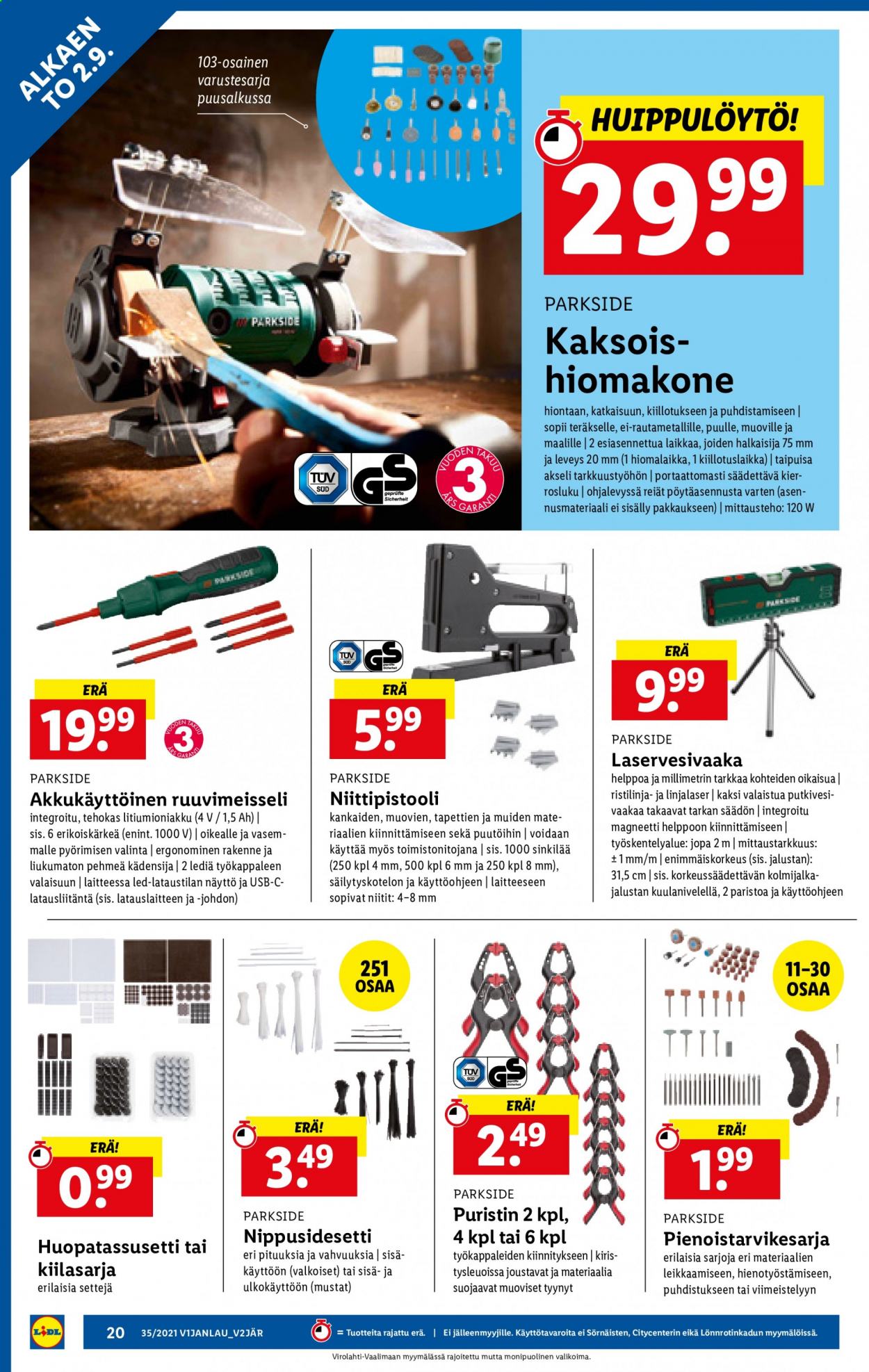 Lidl tarjoukset - 02.09.2021 - 08.09.2021. Sivu 20