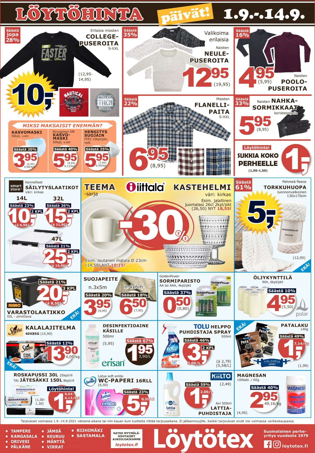 Löytötex tarjoukset - 01.09.2021 - 14.09.2021. Sivu 1