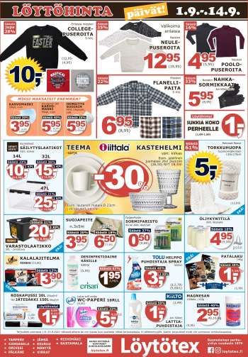 Löytötex tarjoukset  - 01.09.2021 - 14.09.2021.