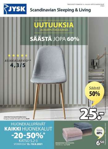 JYSK tarjoukset  - 13.09.2021 - 19.09.2021.