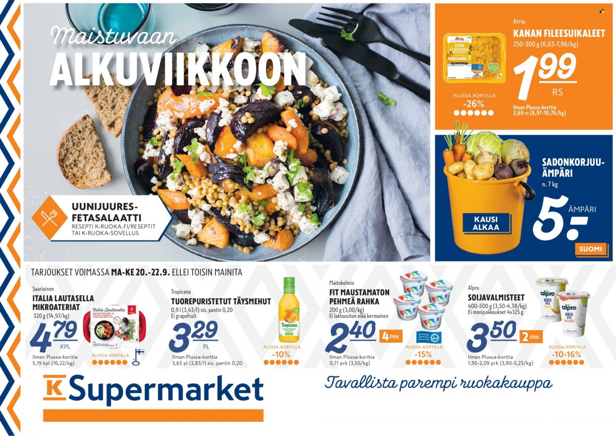 K-Supermarket tarjoukset - 20.09.2021 - 22.09.2021. Sivu 1