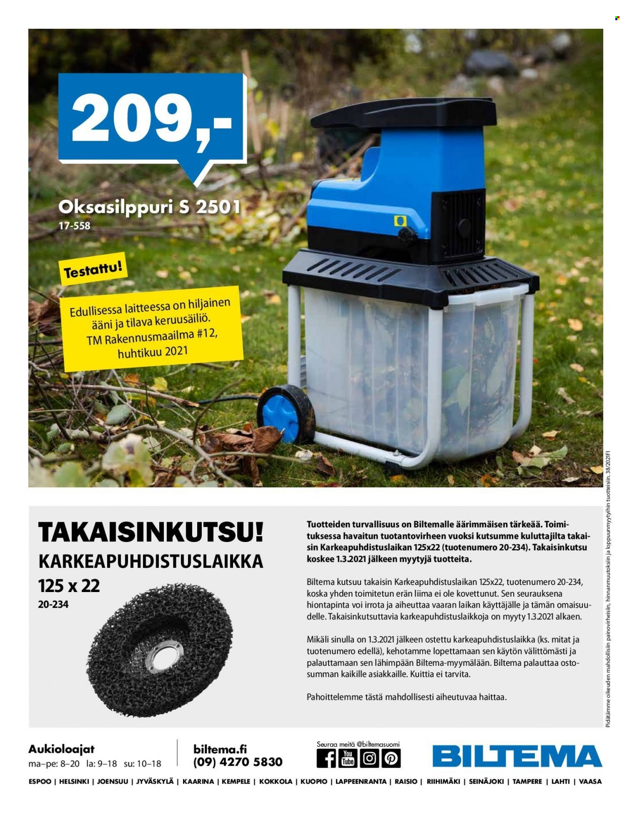 Biltema tarjoukset - 22.09.2021 - 26.09.2021. Sivu 8