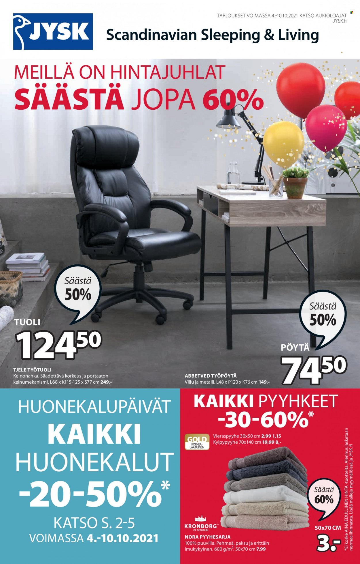 JYSK tarjoukset - 04.10.2021 - 10.10.2021. Sivu 1