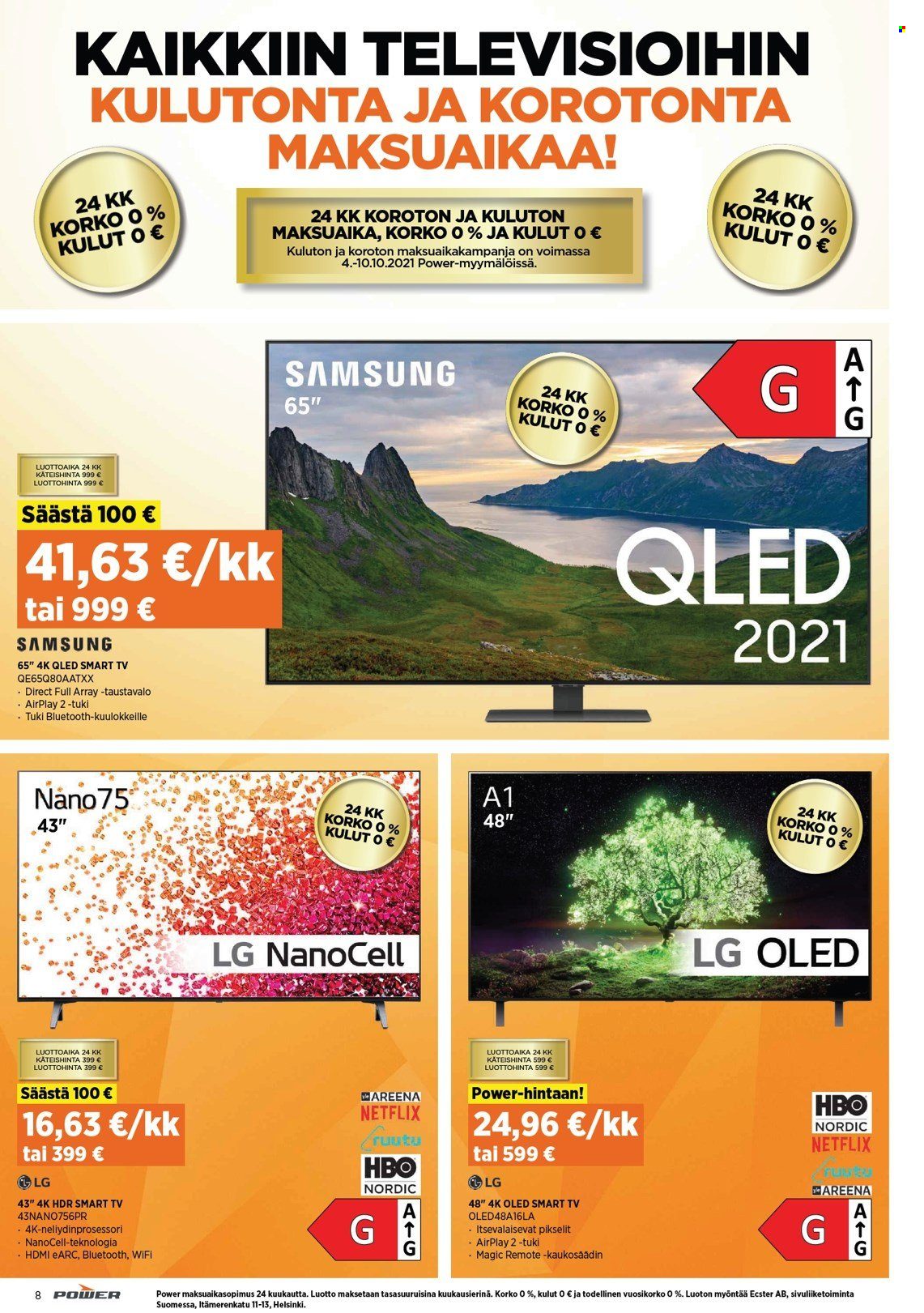 thumbnail - Power tarjoukset  - 04.10.2021 - 10.10.2021 - Tarjoustuotteet - LG, Samsung, QLED TV, Smart TV, TV. Sivu 12.