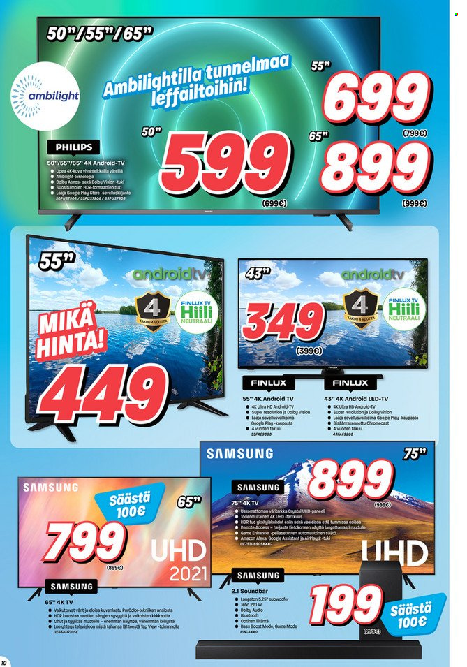 thumbnail - Veikon Kone tarjoukset  - 04.10.2021 - 17.10.2021 - Tarjoustuotteet - Samsung, Philips, TV, Ultra HD, soundbar. Sivu 10.