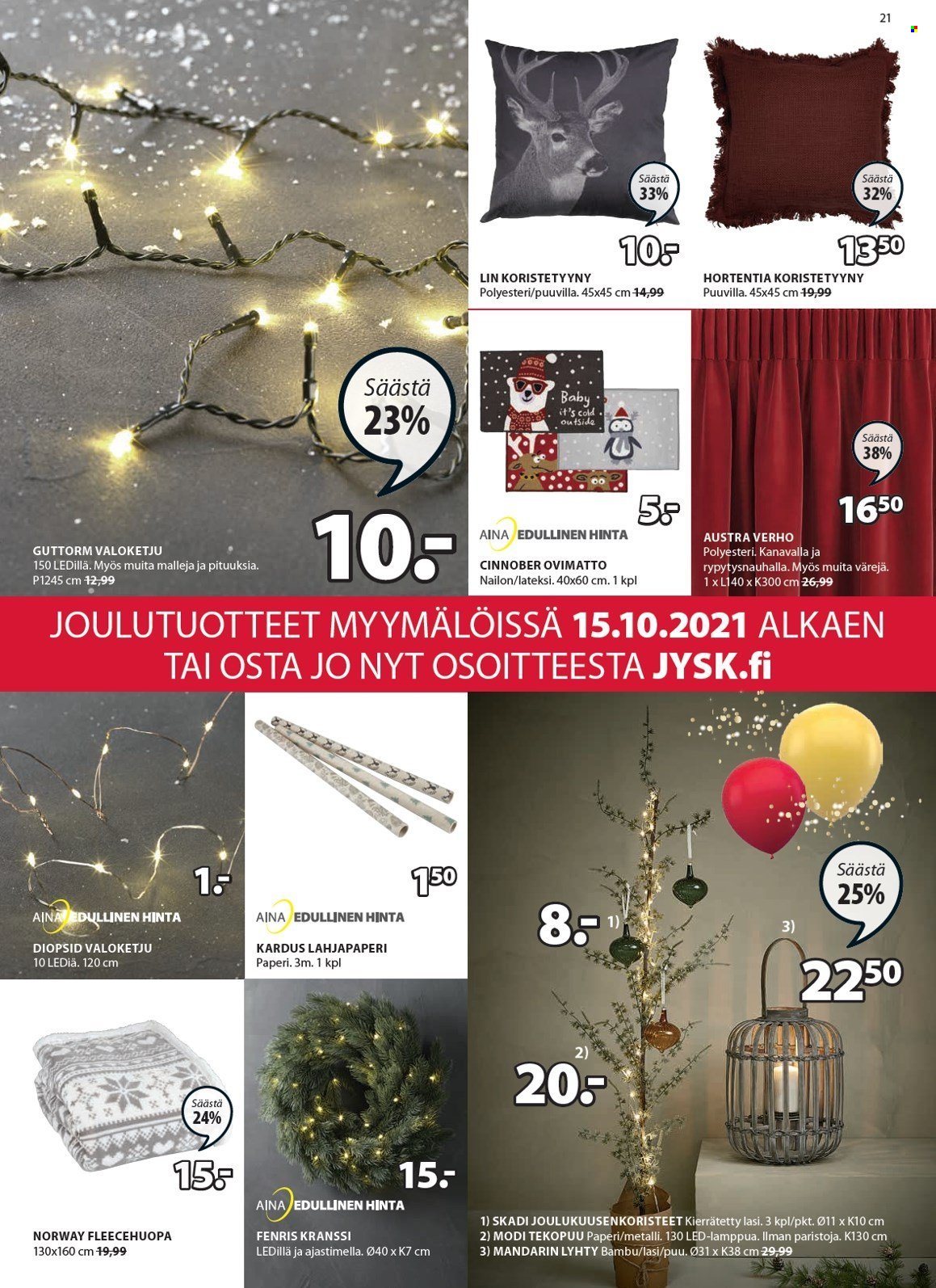 JYSK tarjoukset - 11.10.2021 - 24.10.2021. Sivu 21