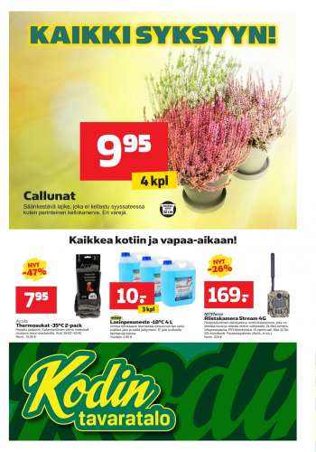 Kodintavaratalo tarjoukset  - 11.10.2021 - 20.10.2021.