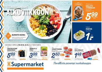 K-Supermarket tarjoukset  - 18.10.2021 - 20.10.2021.