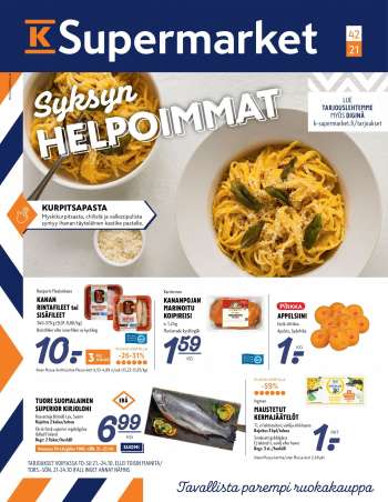 K-Supermarket tarjoukset  - 21.10.2021 - 24.10.2021.