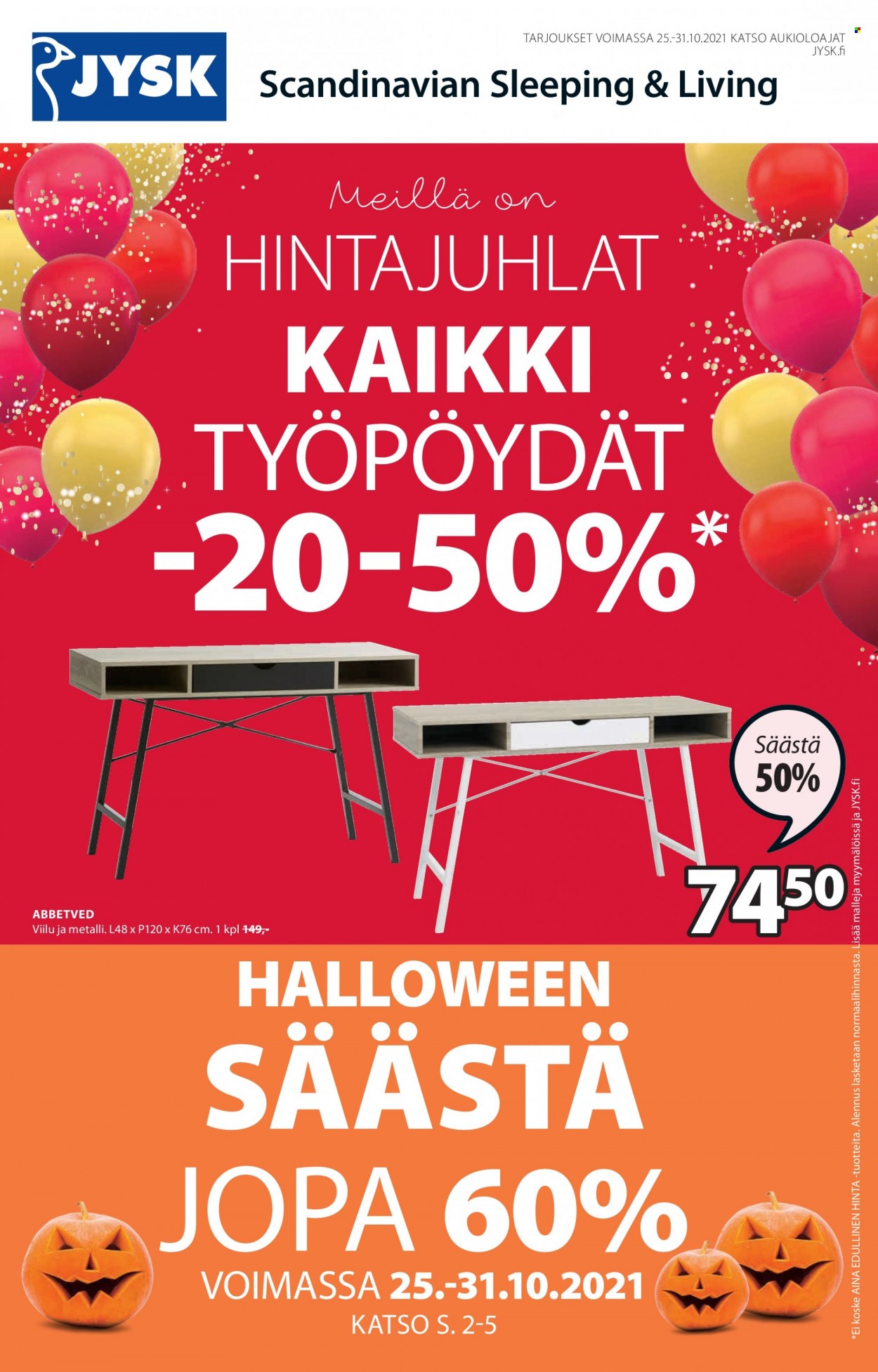 JYSK tarjoukset - 25.10.2021 - 31.10.2021. Sivu 1