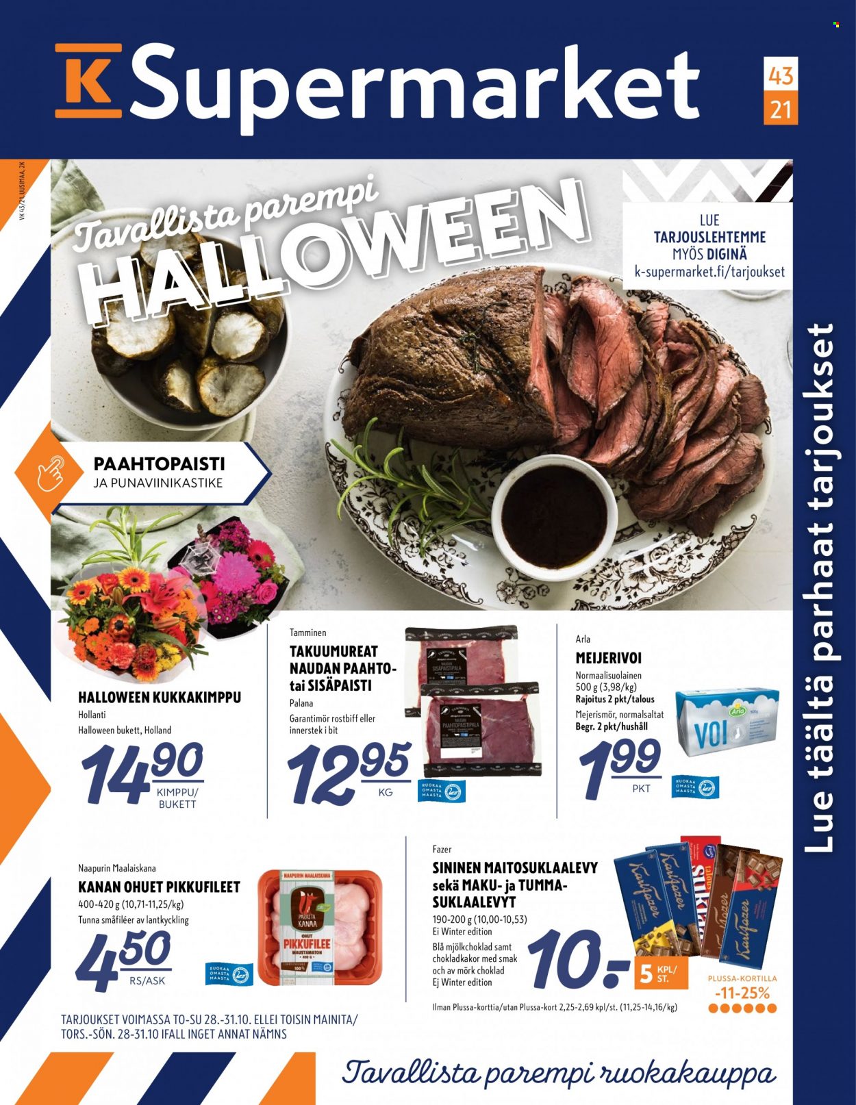 K-Supermarket tarjoukset - 28.10.2021 - 31.10.2021. Sivu 1