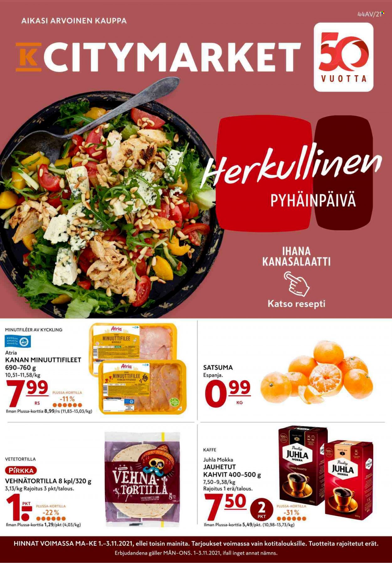 K-citymarket tarjoukset - 01.11.2021 - 03.11.2021. Sivu 1