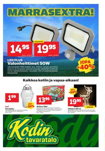 Kodintavaratalo tarjoukset  - 01.11.2021 - 10.11.2021.
