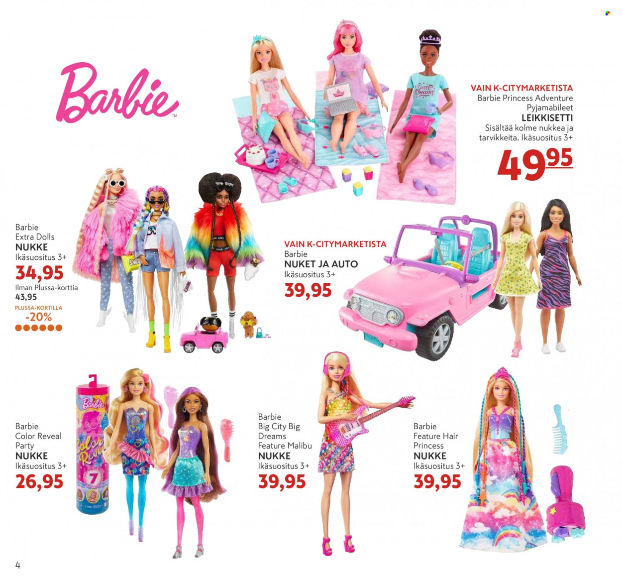 thumbnail - K-citymarket tarjoukset  - 03.11.2021 - 22.12.2021 - Tarjoustuotteet - Barbie, nukke. Sivu 4.