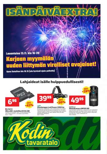 Kodintavaratalo tarjoukset  - 08.11.2021 - 17.11.2021.