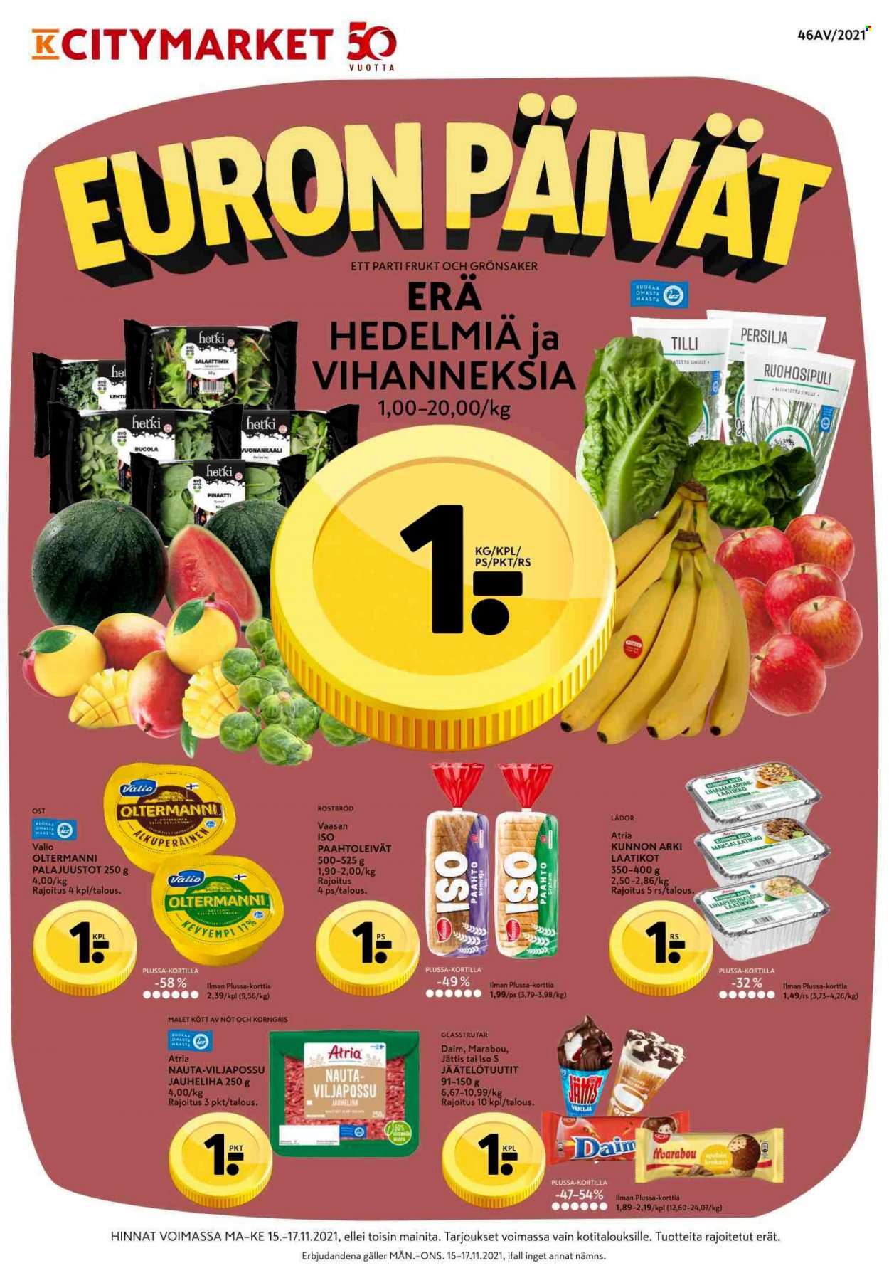 K-citymarket tarjoukset - 15.11.2021 - 17.11.2021. Sivu 1