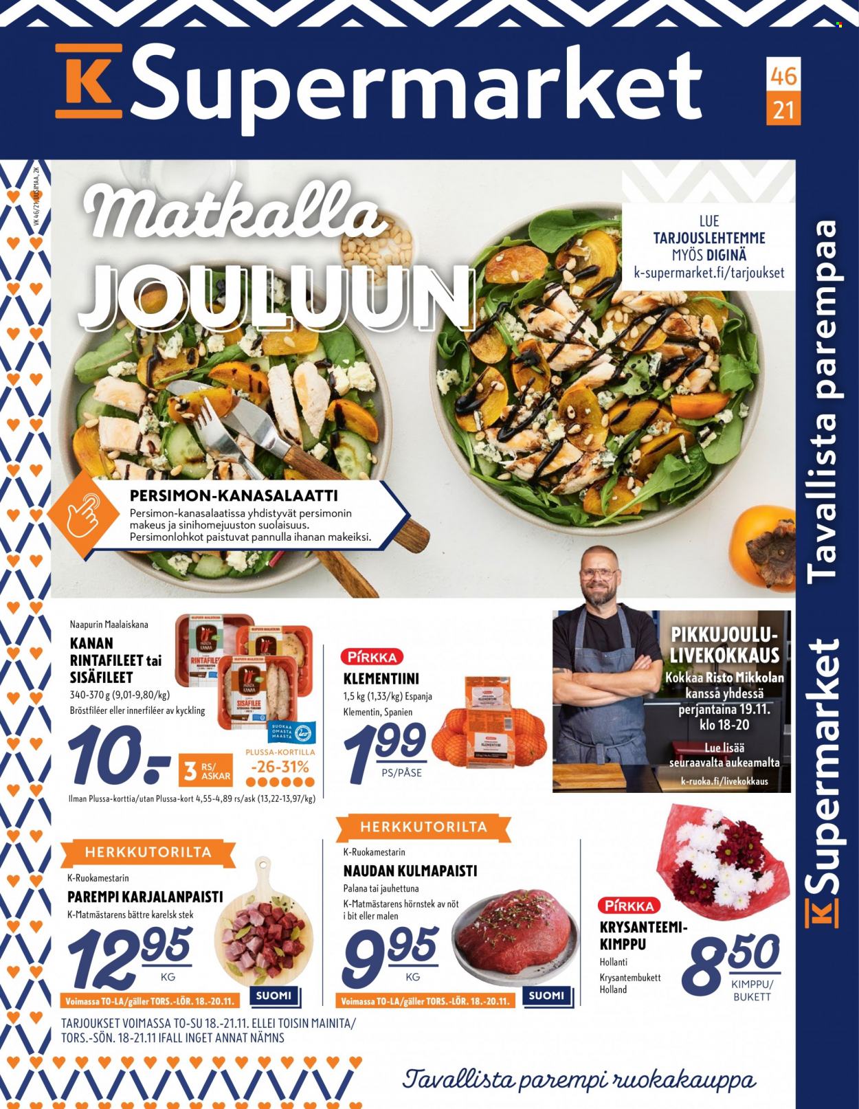 K-Supermarket tarjoukset - 18.11.2021 - 21.11.2021. Sivu 1