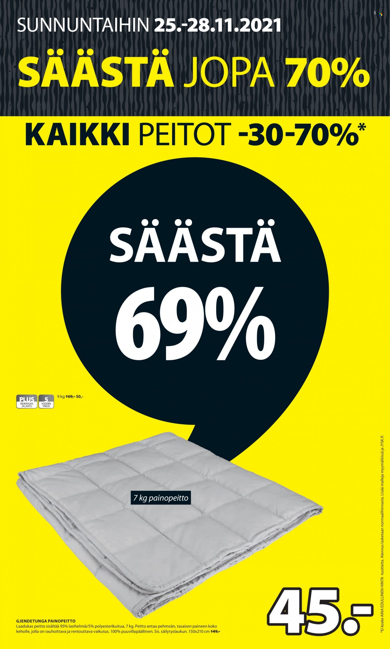 JYSK tarjoukset - 25.11.2021 - 28.11.2021. Sivu 5