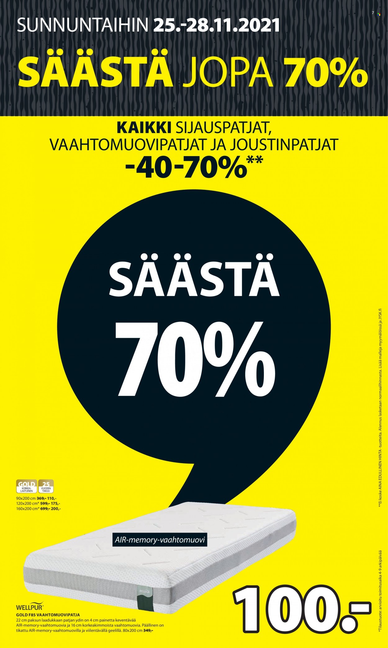 JYSK tarjoukset - 25.11.2021 - 28.11.2021. Sivu 7