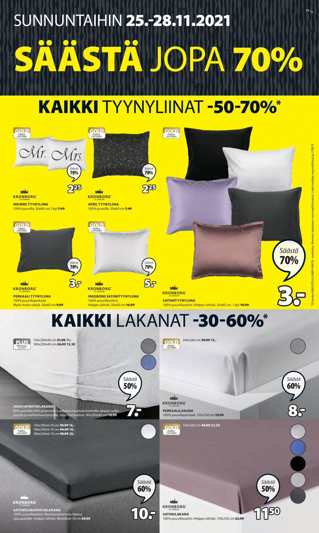 JYSK tarjoukset - 25.11.2021 - 28.11.2021. Sivu 19