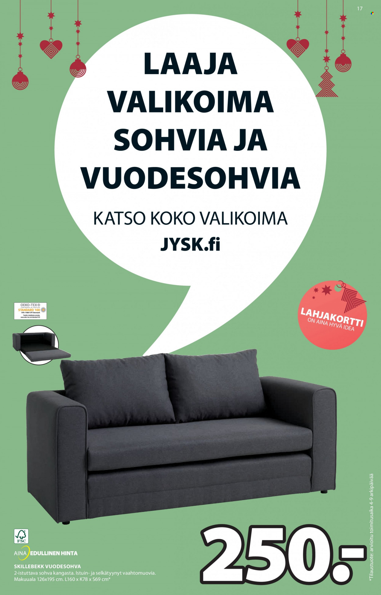 JYSK tarjoukset - 29.11.2021 - 12.12.2021. Sivu 17