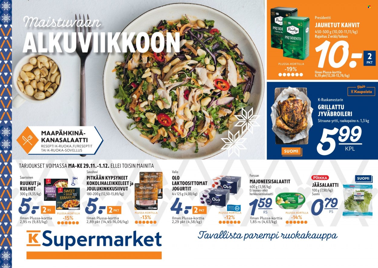 K-Supermarket tarjoukset - 29.11.2021 - 01.12.2021. Sivu 1