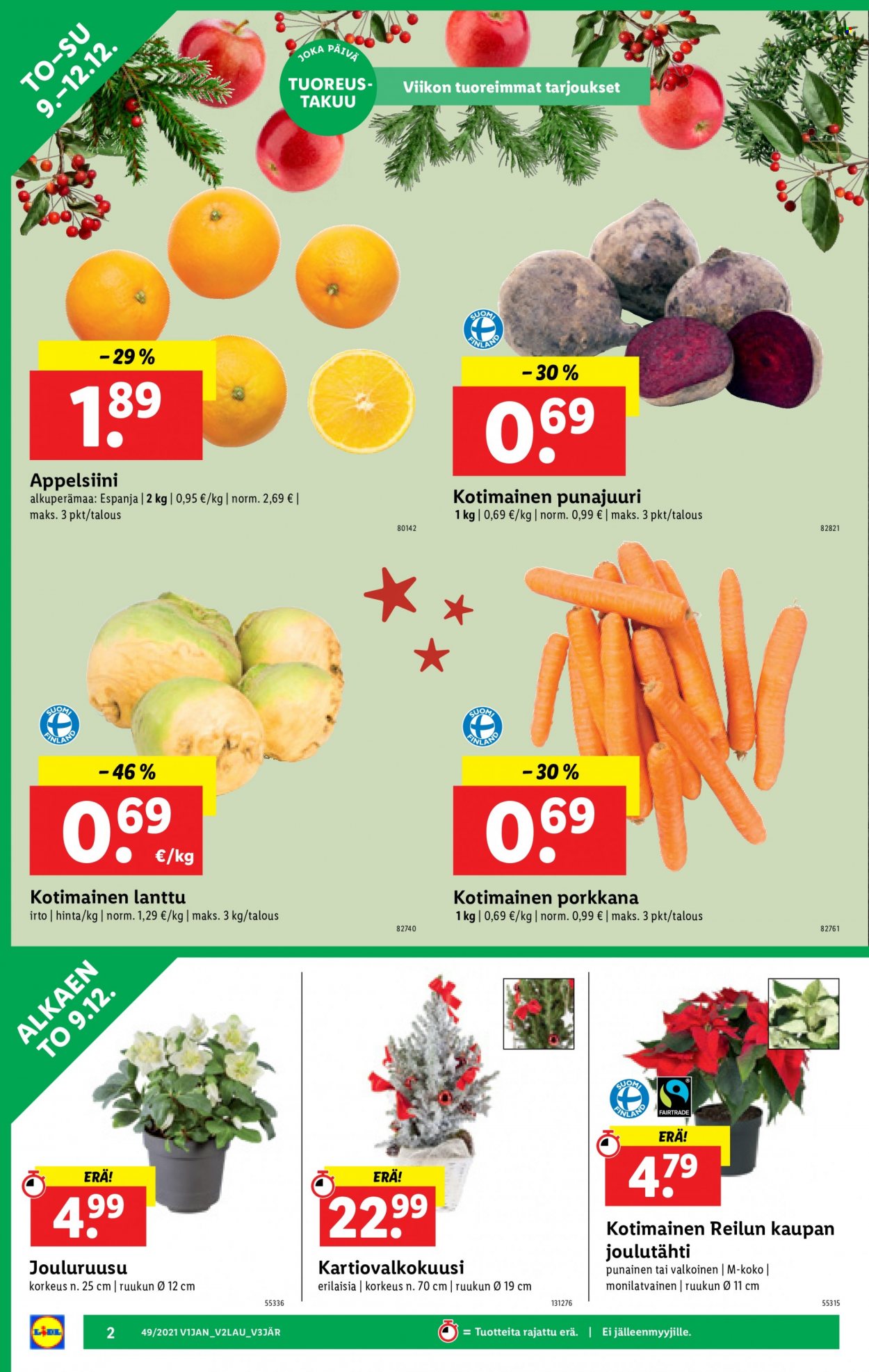 thumbnail - Lidl tarjoukset  - 09.12.2021 - 15.12.2021 - Tarjoustuotteet - porkkana, punajuuri. Sivu 2.
