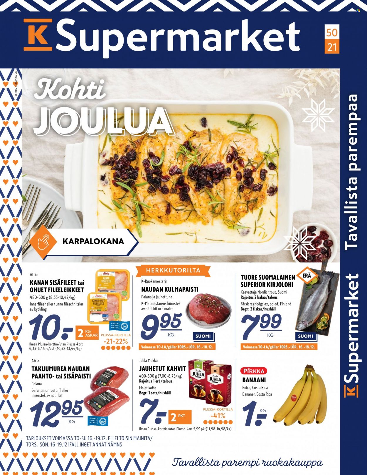 K-Supermarket tarjoukset - 16.12.2021 - 19.12.2021. Sivu 1
