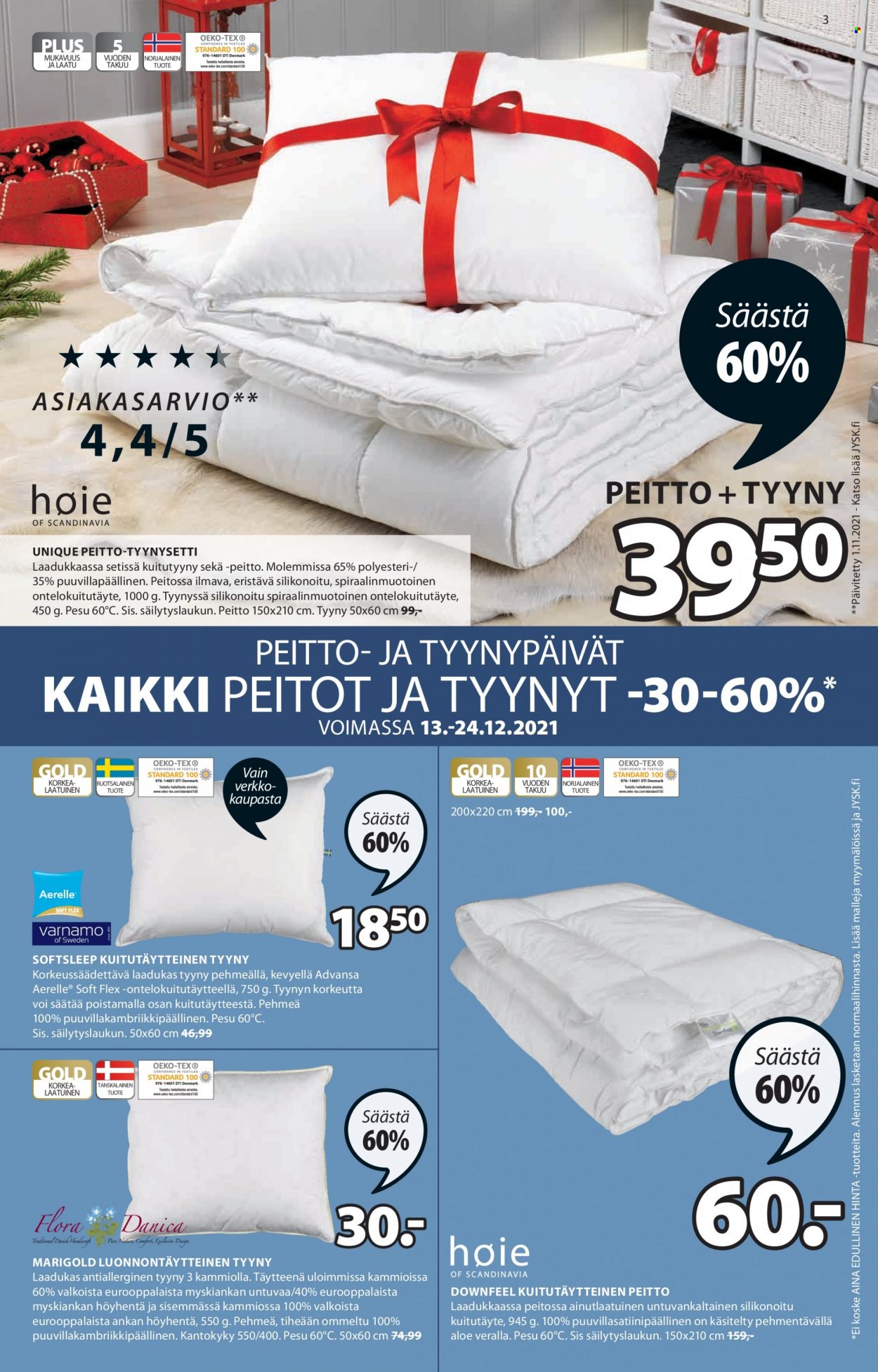 JYSK tarjoukset - 13.12.2021 - 24.12.2021. Sivu 3