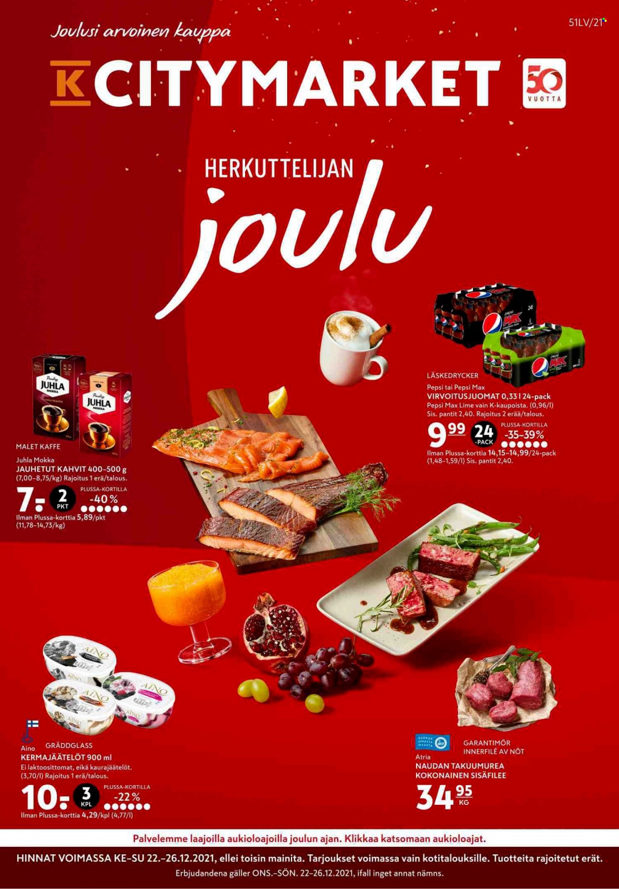 K-citymarket tarjoukset - 22.12.2021 - 26.12.2021. Sivu 1