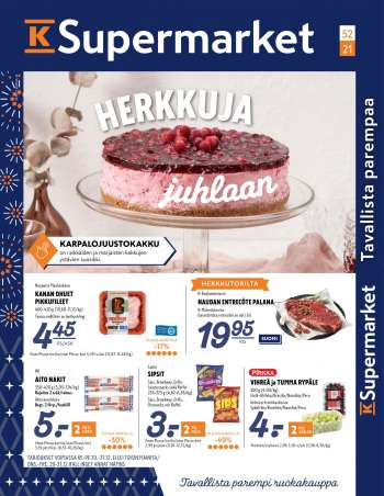 K-Supermarket tarjoukset  - 29.12.2021 - 31.12.2021.