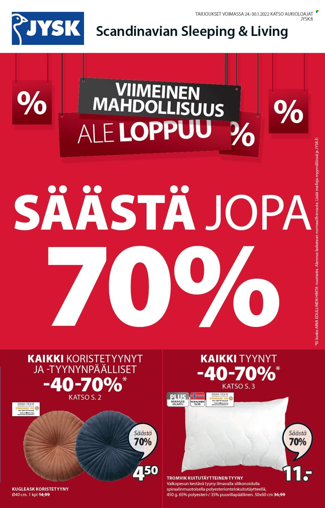 JYSK tarjoukset - 24.01.2022 - 30.01.2022. Sivu 1