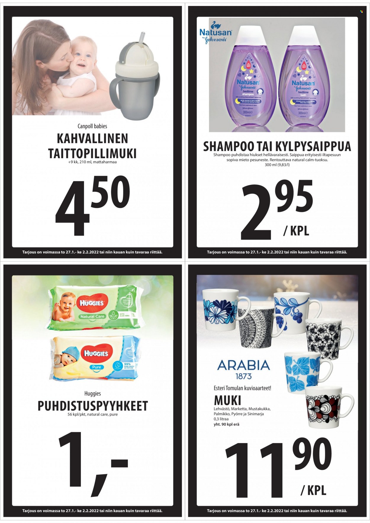 thumbnail - Tuuri tarjoukset  - 27.01.2022 - 02.02.2022 - Tarjoustuotteet - Huggies, shampoo, muki, pure. Sivu 10.