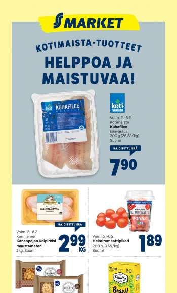 S-market tarjoukset  - 02.02.2022 - 06.02.2022.