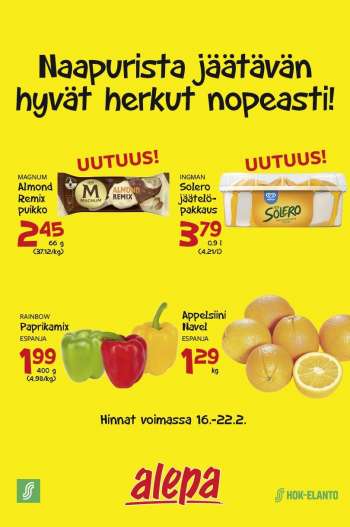 Alepa tarjoukset  - 16.02.2022 - 22.02.2022.