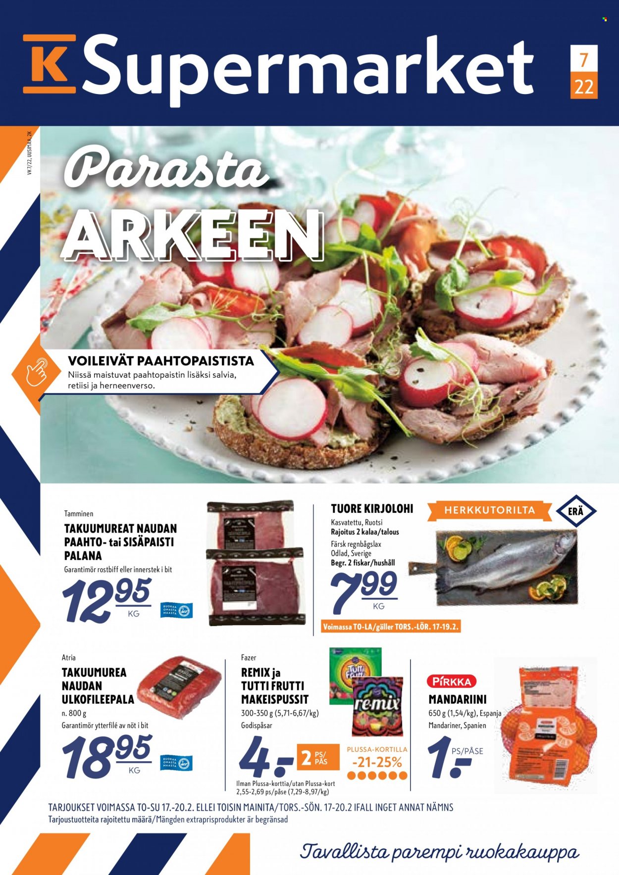 K-Supermarket tarjoukset - 17.02.2022 - 20.02.2022. Sivu 1