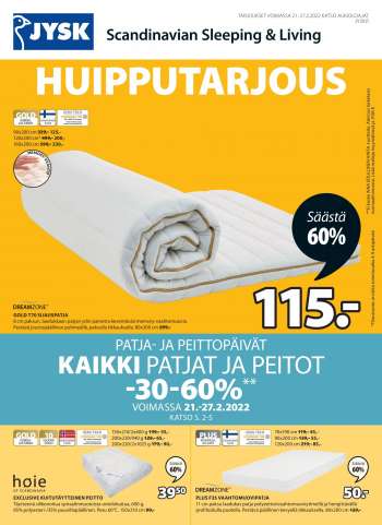 JYSK tarjoukset  - 21.02.2022 - 27.02.2022.