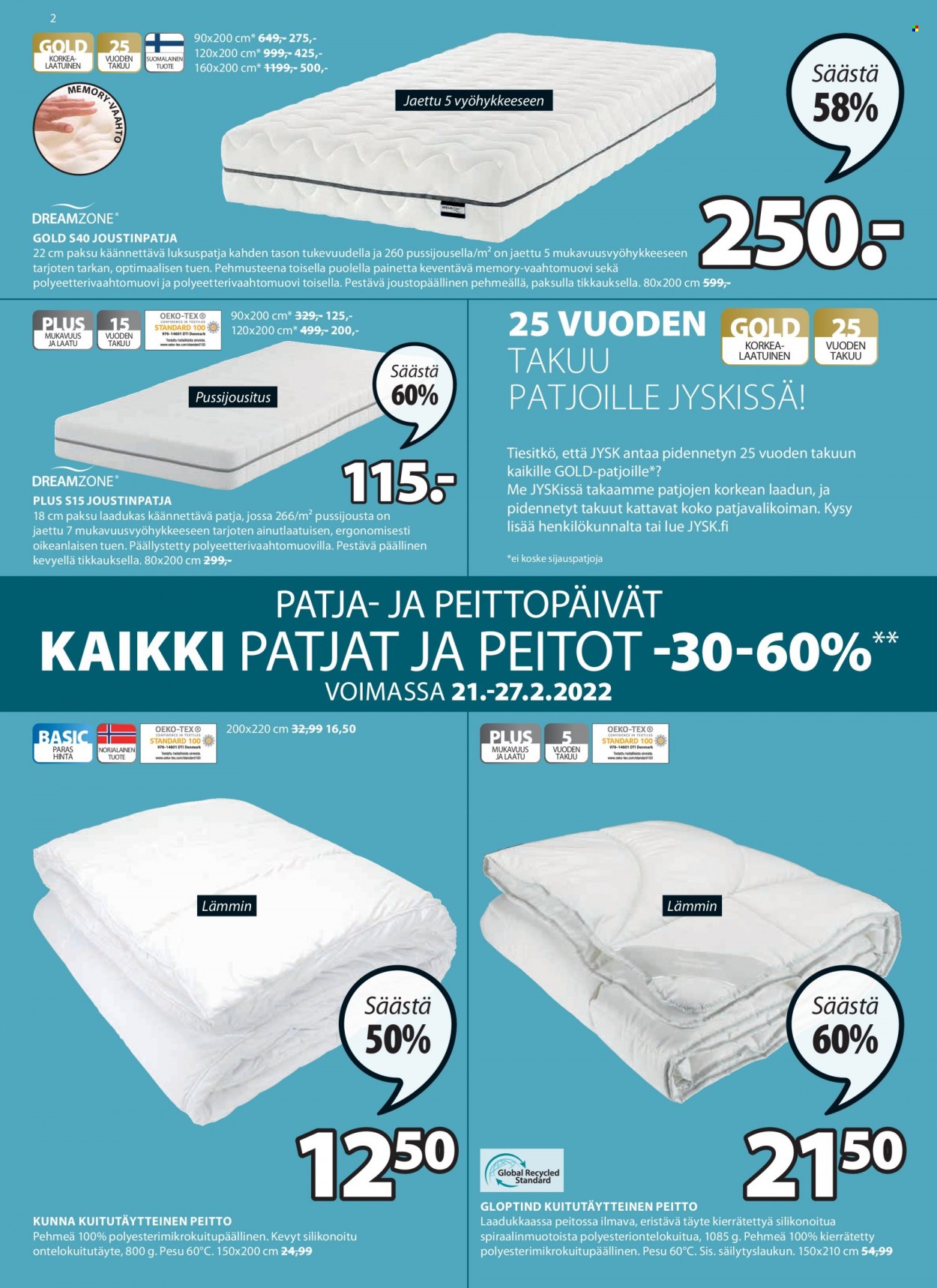 JYSK tarjoukset - 21.02.2022 - 27.02.2022. Sivu 2