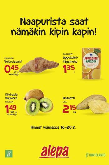 Alepa tarjoukset  - 16.03.2022 - 20.03.2022.