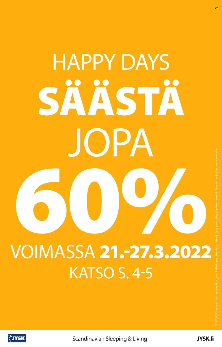 JYSK tarjoukset - 21.03.2022 - 27.03.2022. Sivu 16