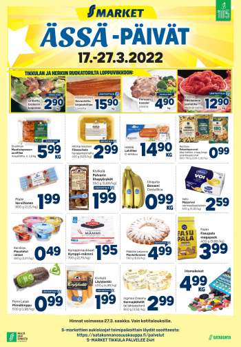 S-market tarjoukset  - 17.03.2022 - 27.03.2022.